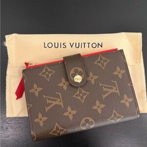 Louis Vuitton Monogram Wallet with Red Zipper